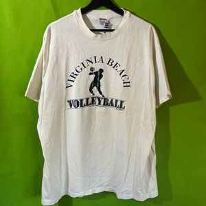 Vintage 1993 Virginia Beach Volleyball Shirt Hanes Heavyweight XL White 90s USA
